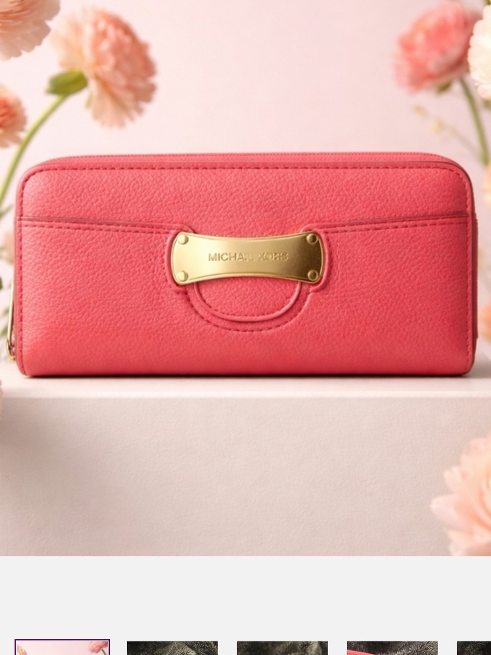 Michael Kors Pink Leather Zip Wallet